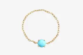 14k Gold Turquoise Dot Chain Ring