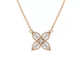 14k Rose Gold 0.40ct Diamond Flower Necklace