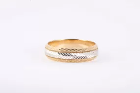 14k Two-Tone Gold Textured Band Size 10 (4.82g.)