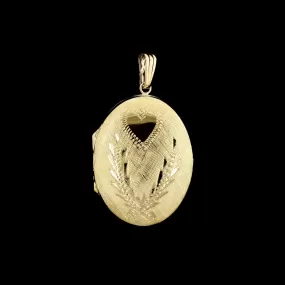 14K Yellow Gold Estate Engraved Locket Charm