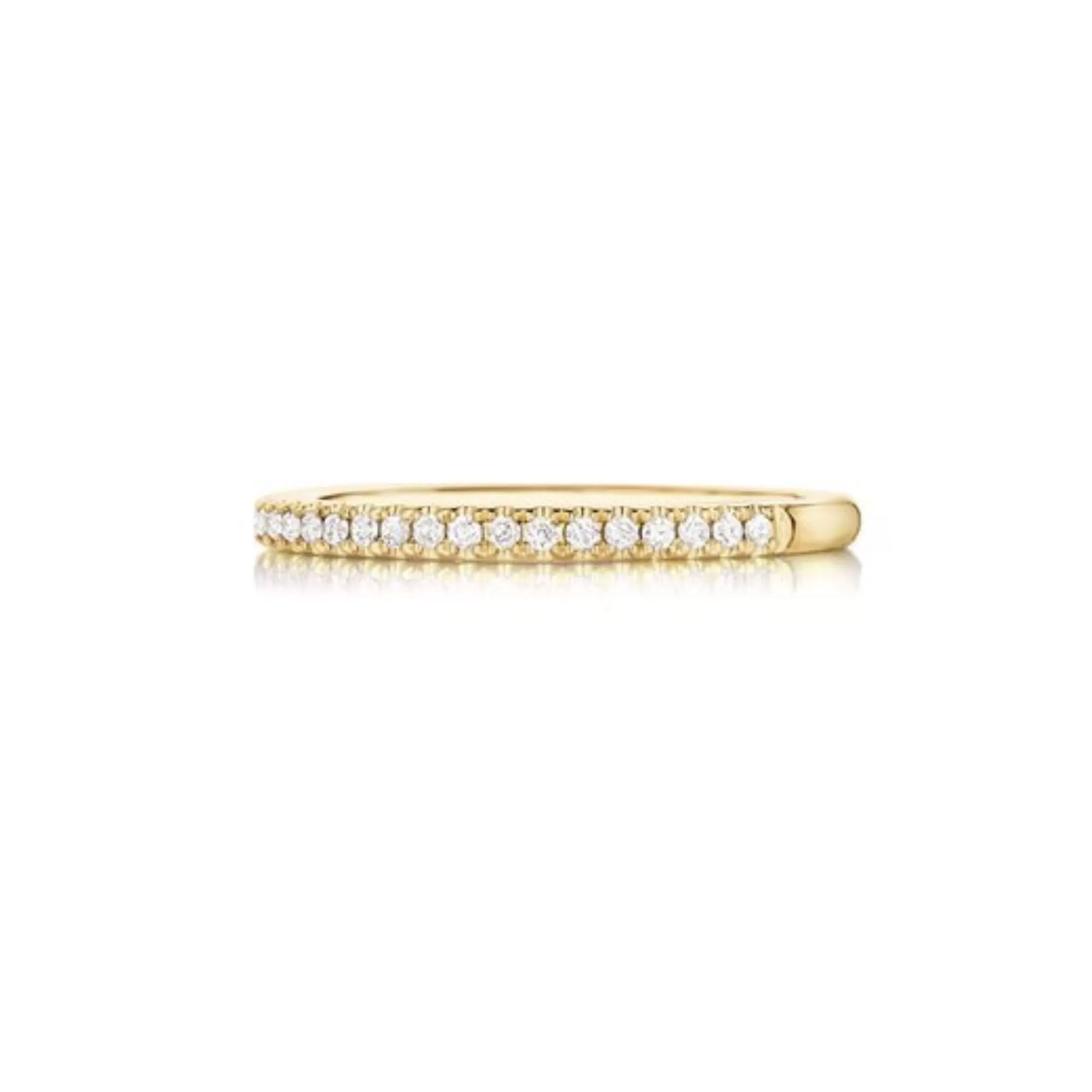 14K YELLOW GOLD PAVE DIAMOND WEDDING BAND 0.15CTW