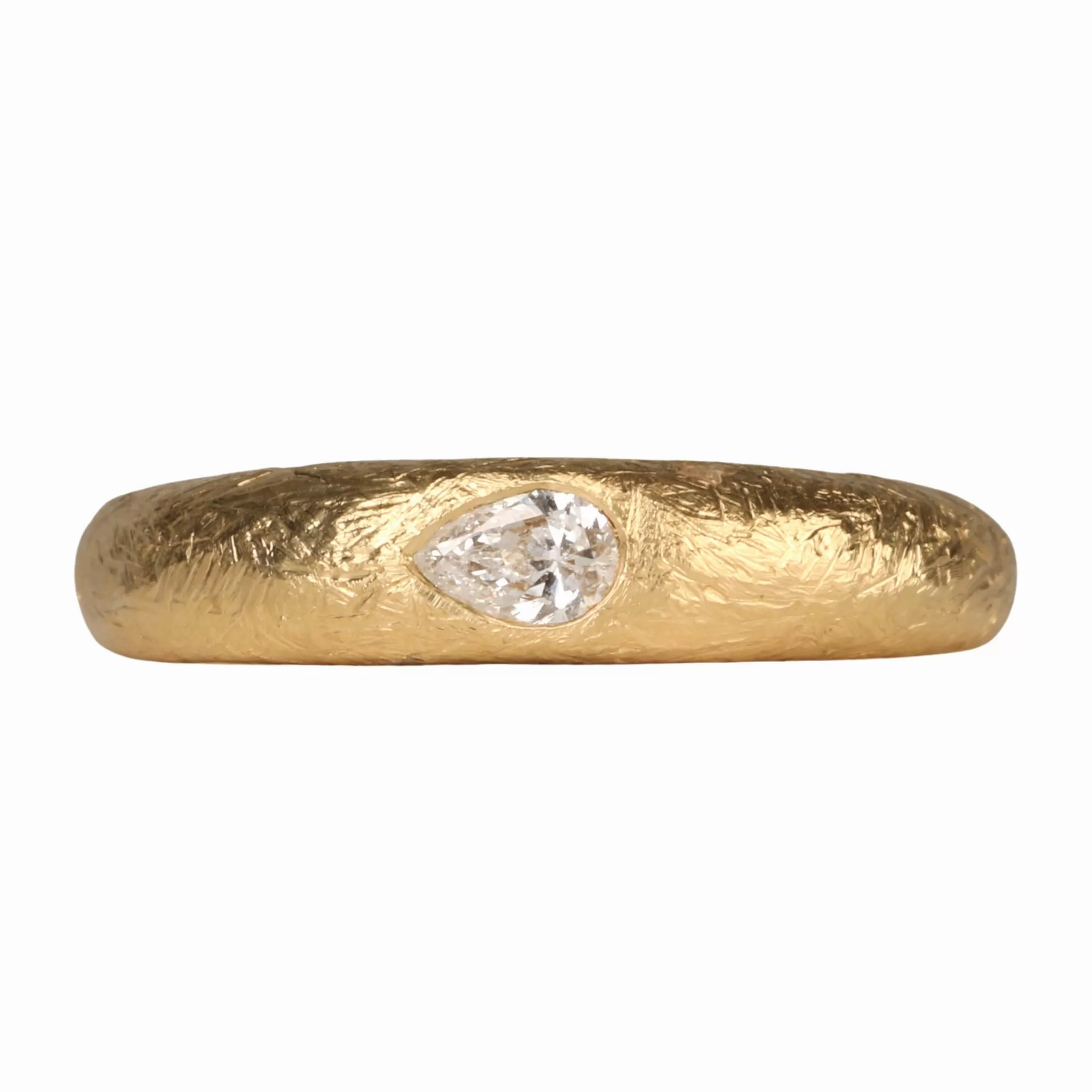 18K Gold Boulder Bombe Ring Featuring Pear-Shaped Diamond