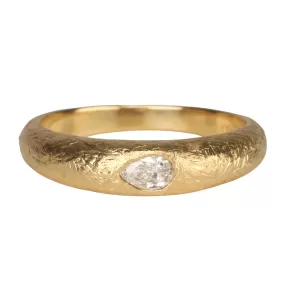 18K Gold Boulder Bombe Ring Featuring Pear-Shaped Diamond