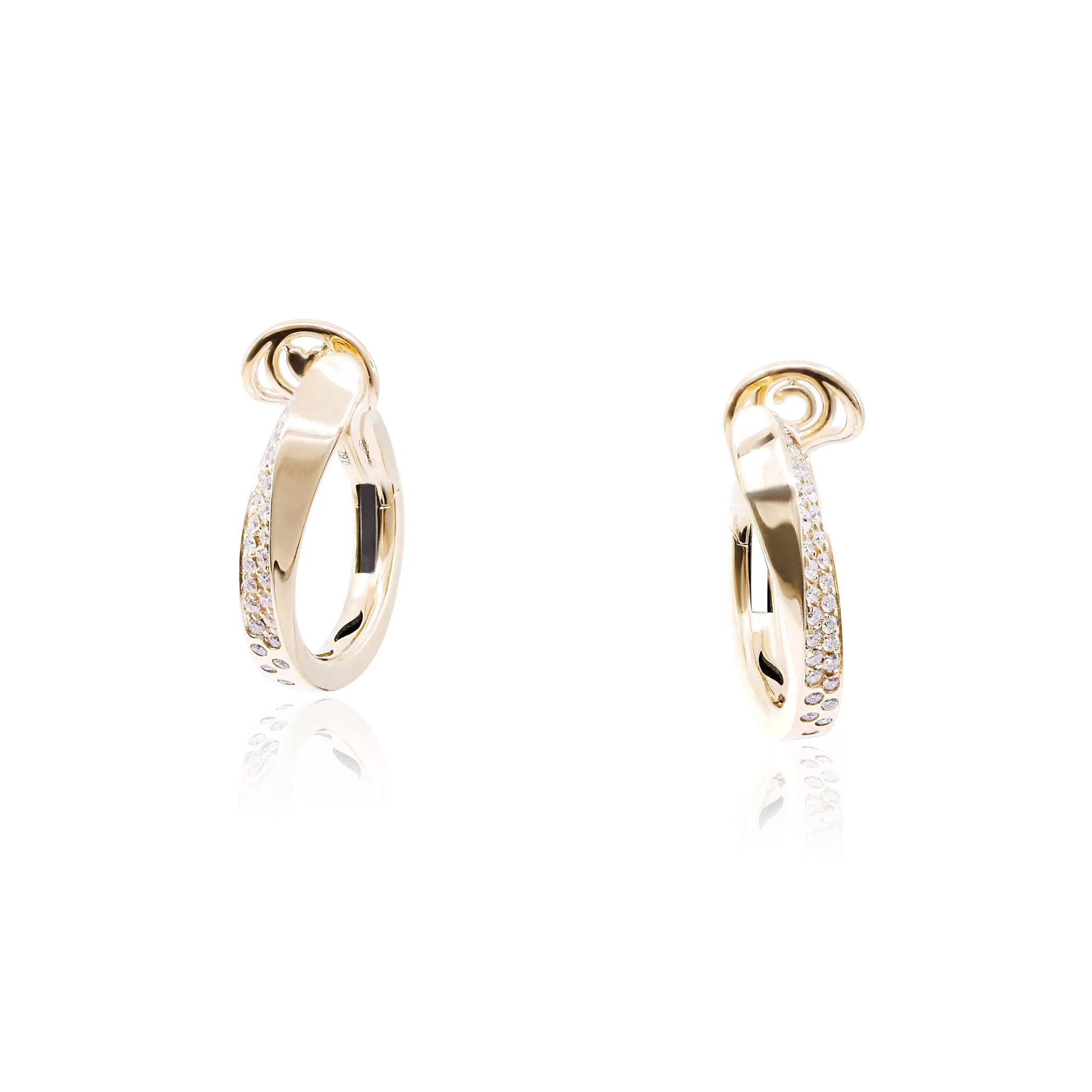 18K YELLOW GOLD DIAMOND CURVY HOOP EARRINGS 0.52CTW