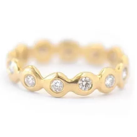 18K Yellow Gold Dot Around Diamond Band