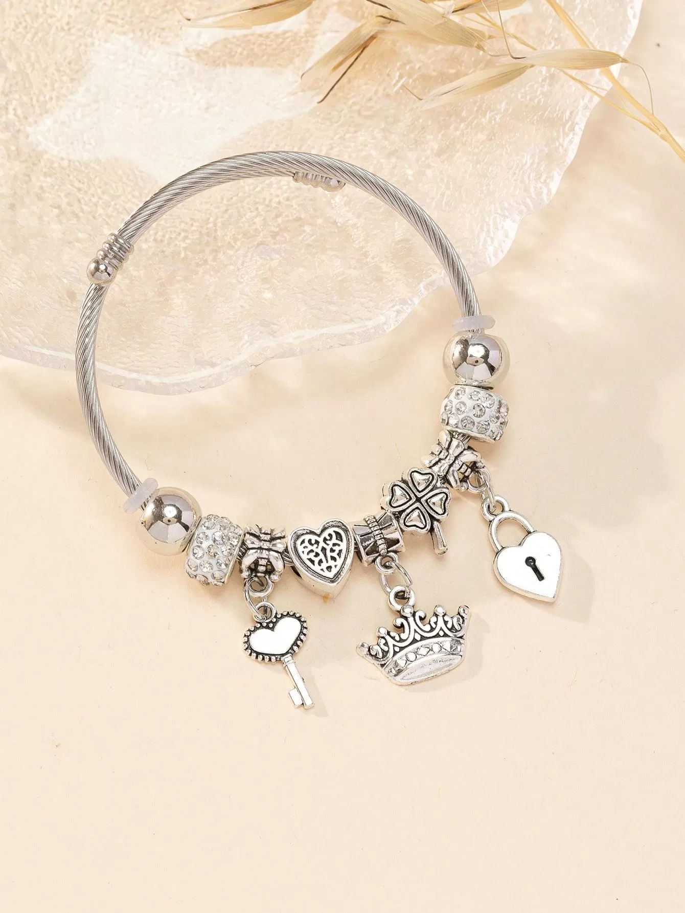 1pc Bohemian Key & Lock Charm Bangle For Women For Vacation