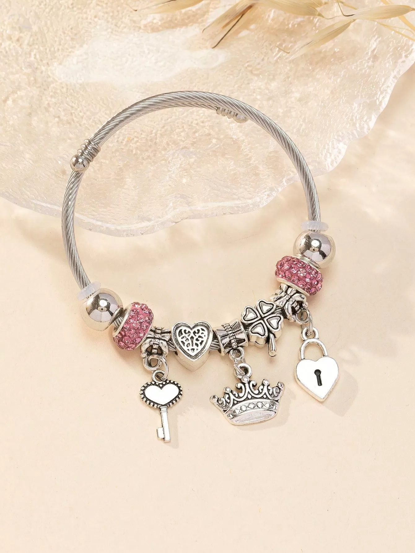 1pc Bohemian Key & Lock Charm Bangle For Women For Vacation