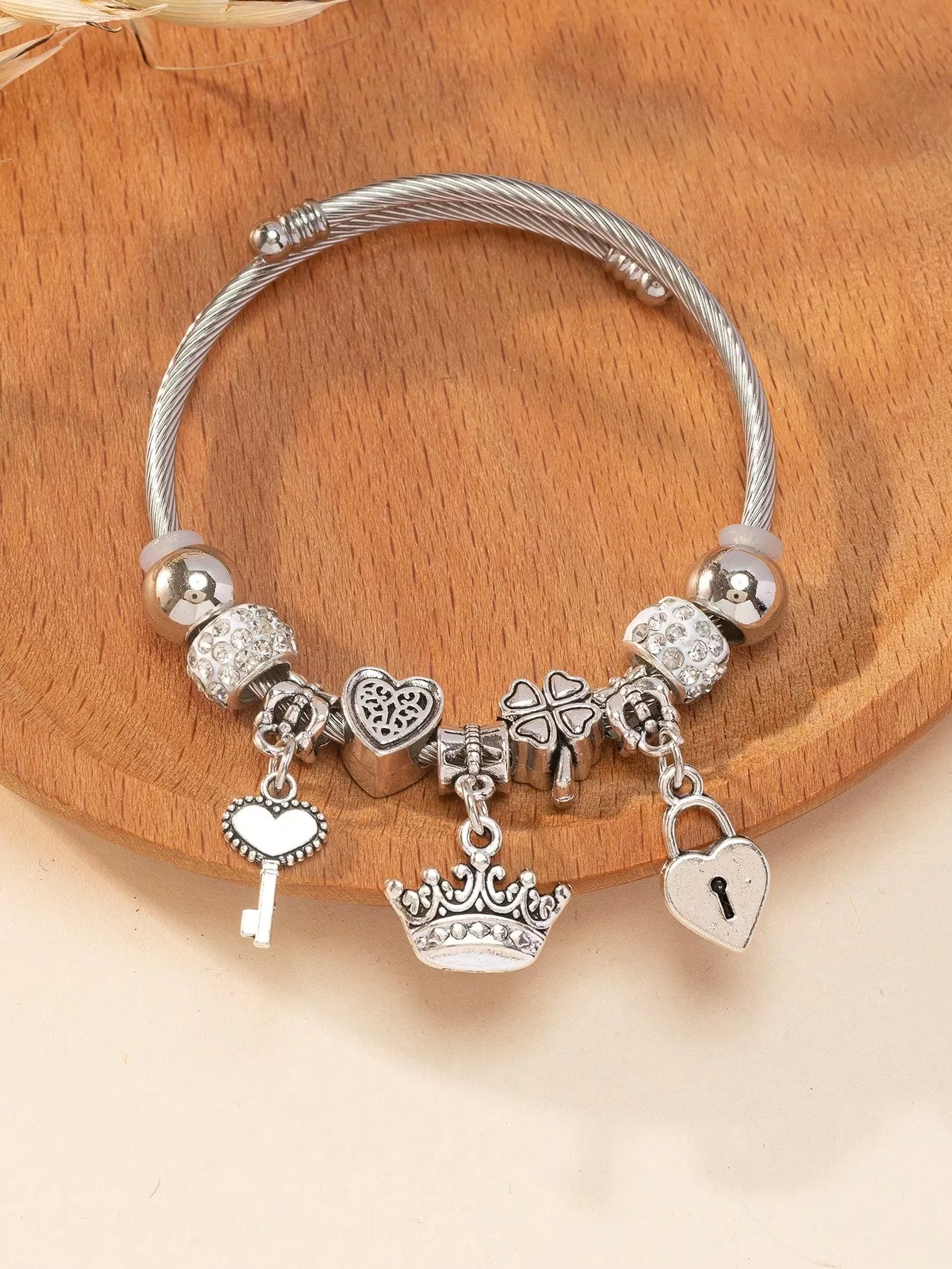 1pc Bohemian Key & Lock Charm Bangle For Women For Vacation