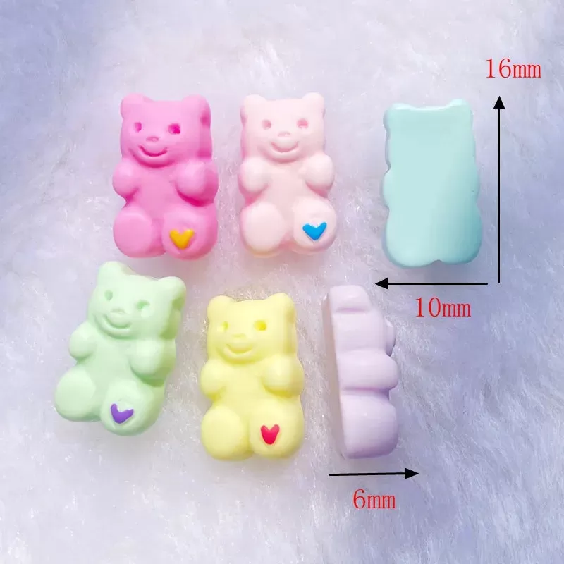 20Pcs New Resin Cute Mixed Mini Solid Bear Flat Back Cabochon Scrapbooking Hair Bow Center Embellish