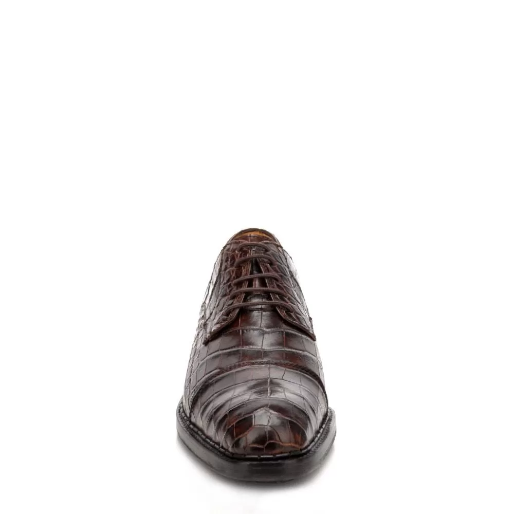 29FLPLP - Cuadra brown dress classic alligator cap toe derby shoes for men