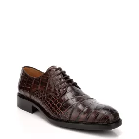 29FLPLP - Cuadra brown dress classic alligator cap toe derby shoes for men