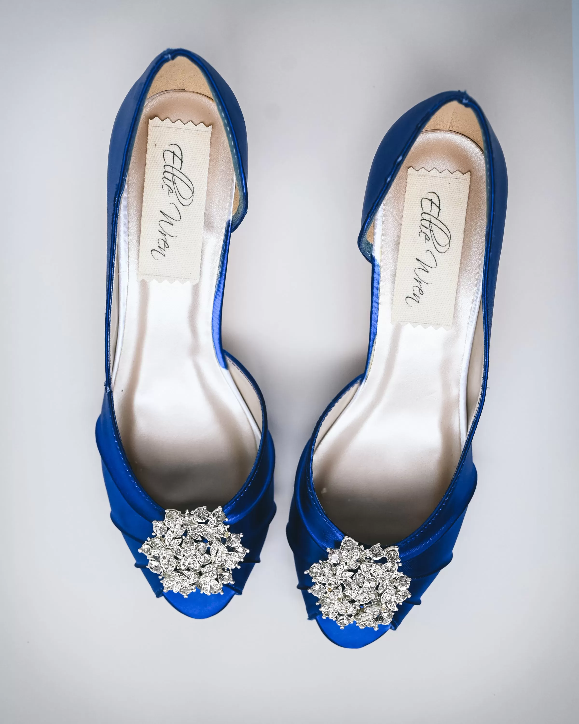 Abby Royal Blue Bridal Heels with Silver Vintage Adornment