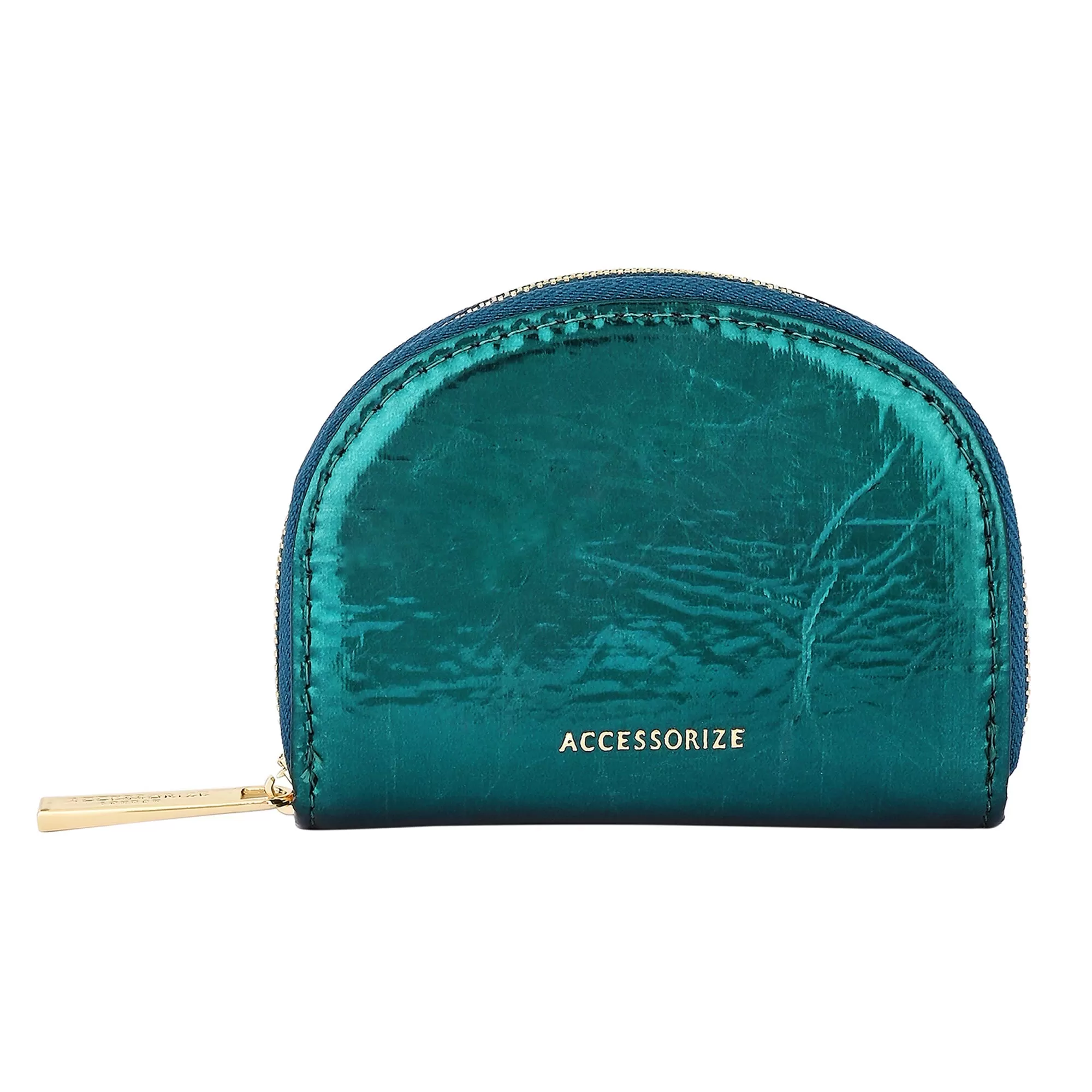 Accessorize London Women's Teal Metallic Crescent Coin Purse