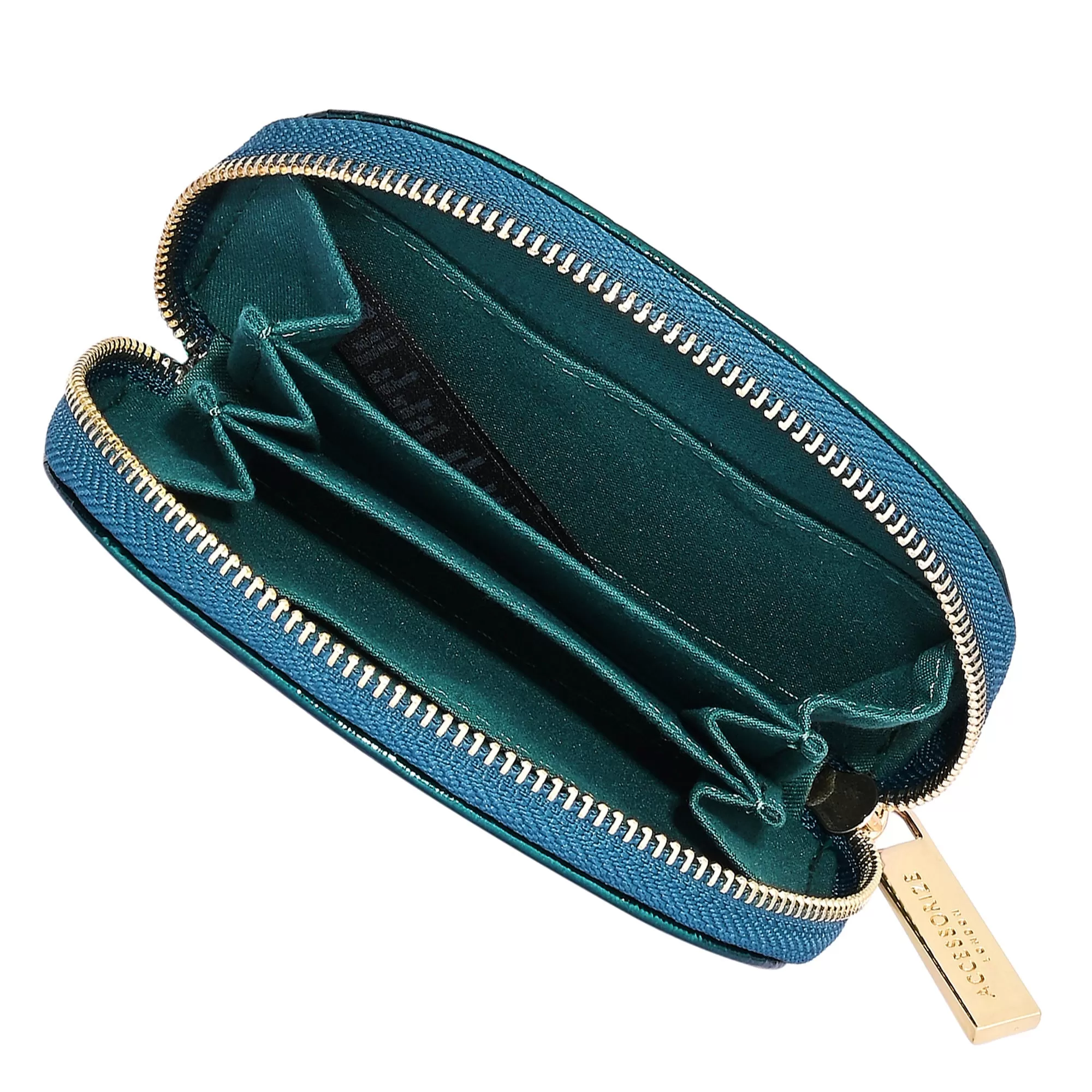 Accessorize London Women's Teal Metallic Crescent Coin Purse