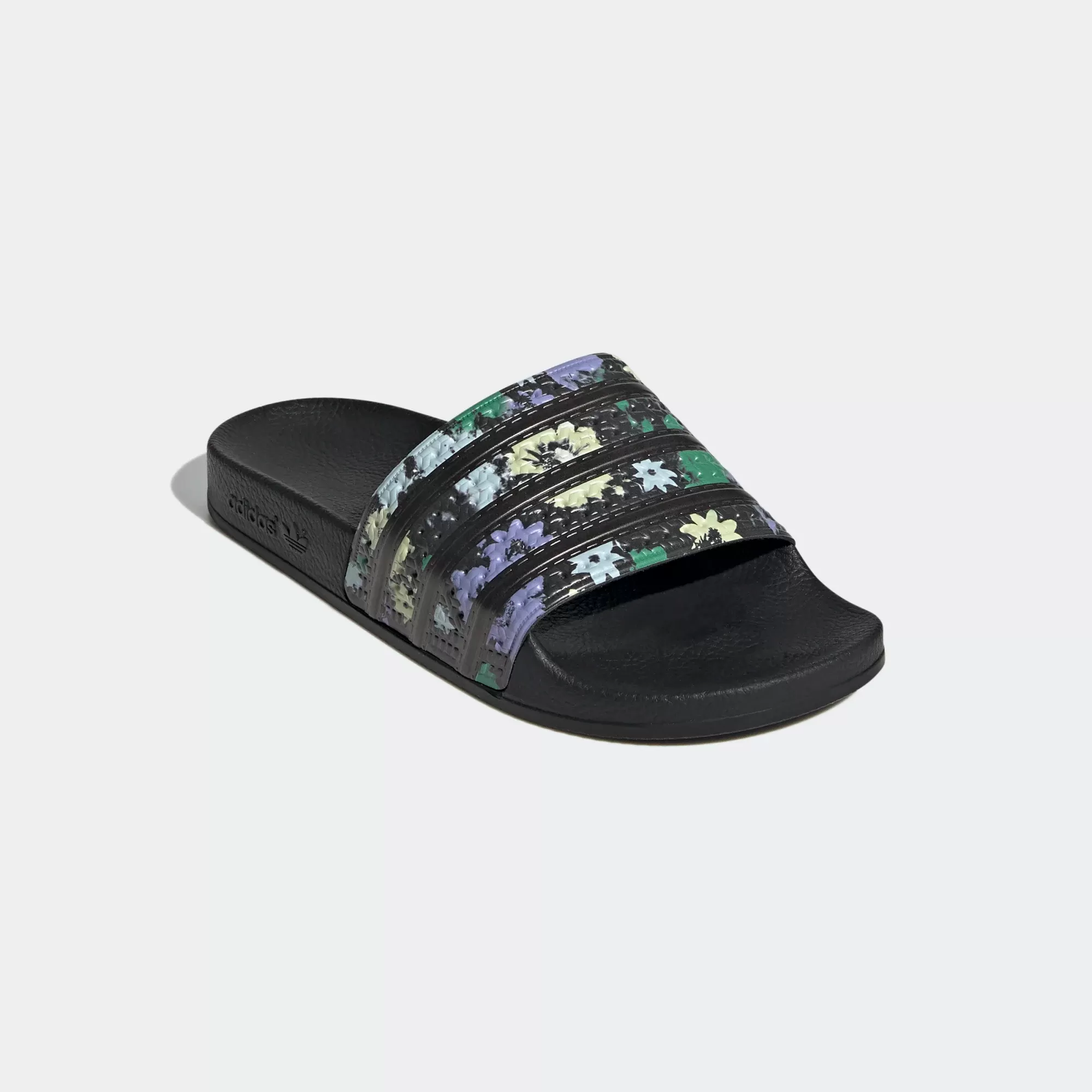 Adidas Adilette Slides - Core Black / Floral