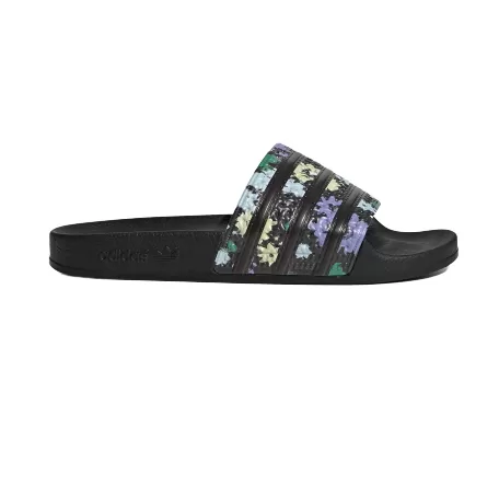 Adidas Adilette Slides - Core Black / Floral