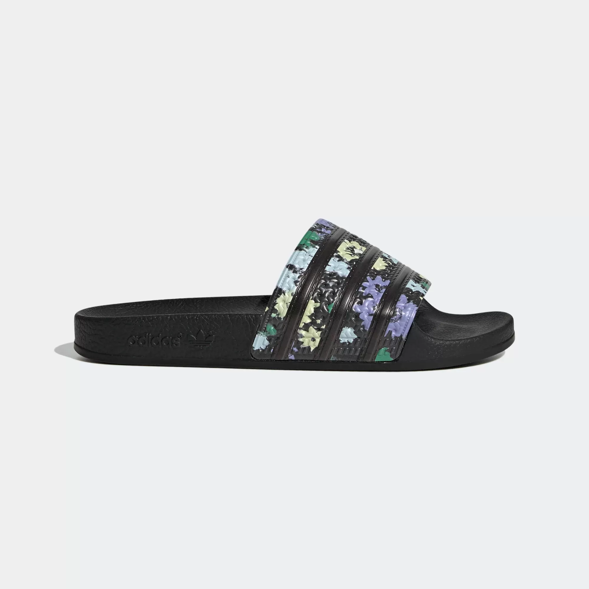 Adidas Adilette Slides - Core Black / Floral