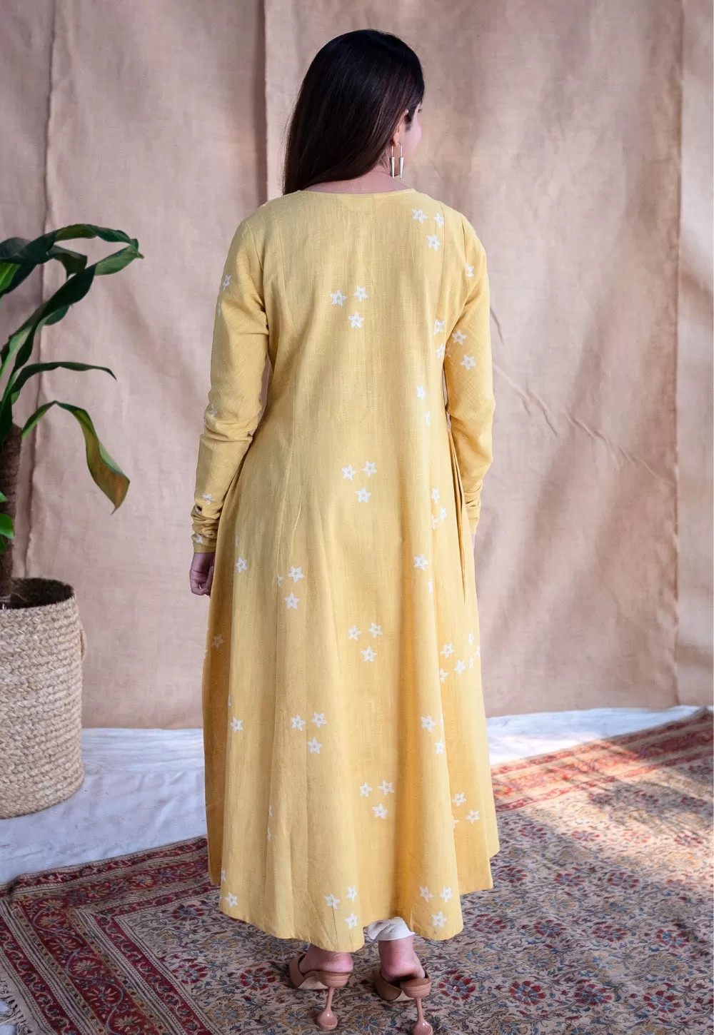 Affana Dabu Slub Cotton Kali Kurta