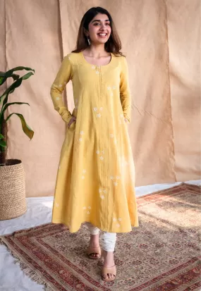 Affana Dabu Slub Cotton Kali Kurta