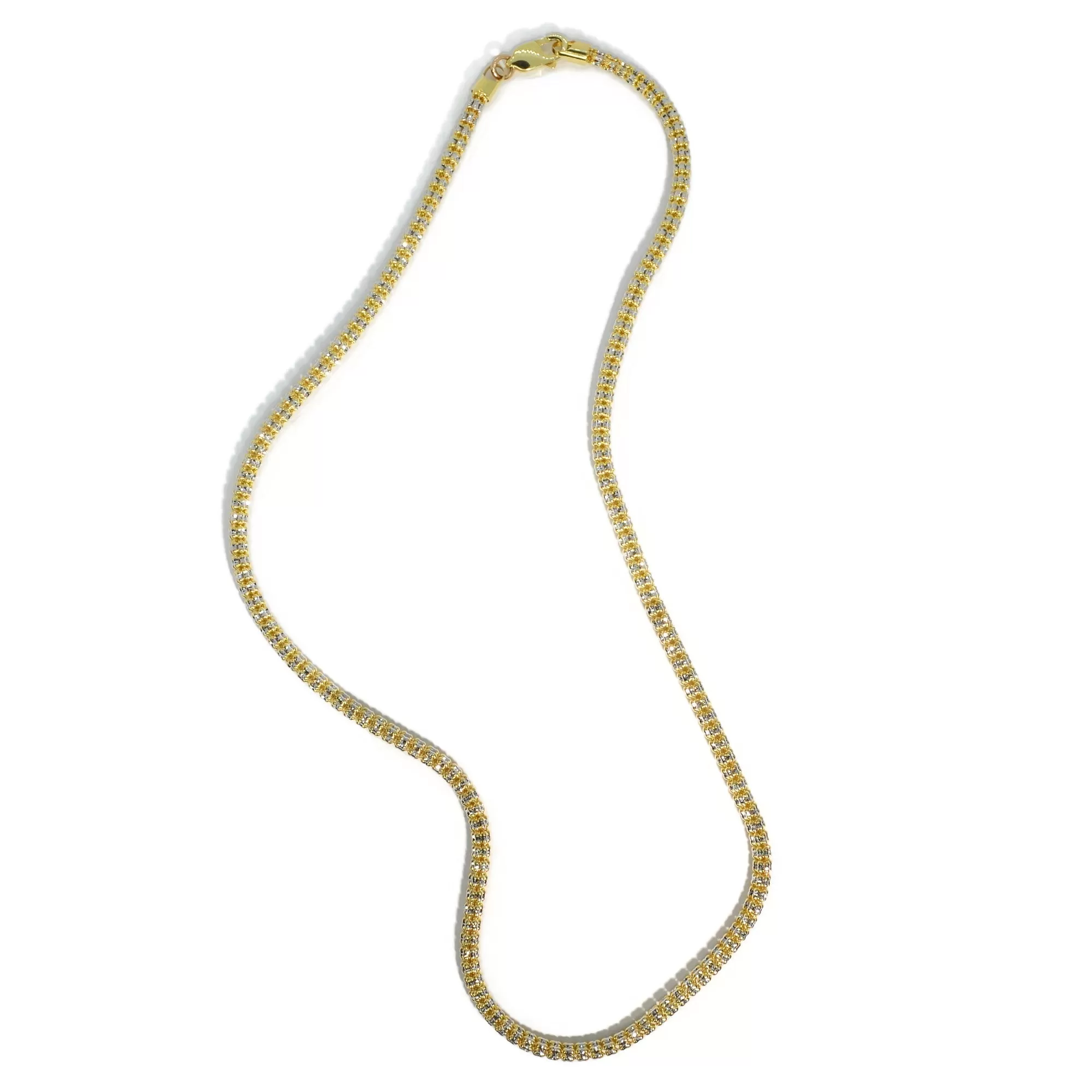 AFJ Gold Collection - Yellow and White Gold Necklace, 18" - 3.4 mm