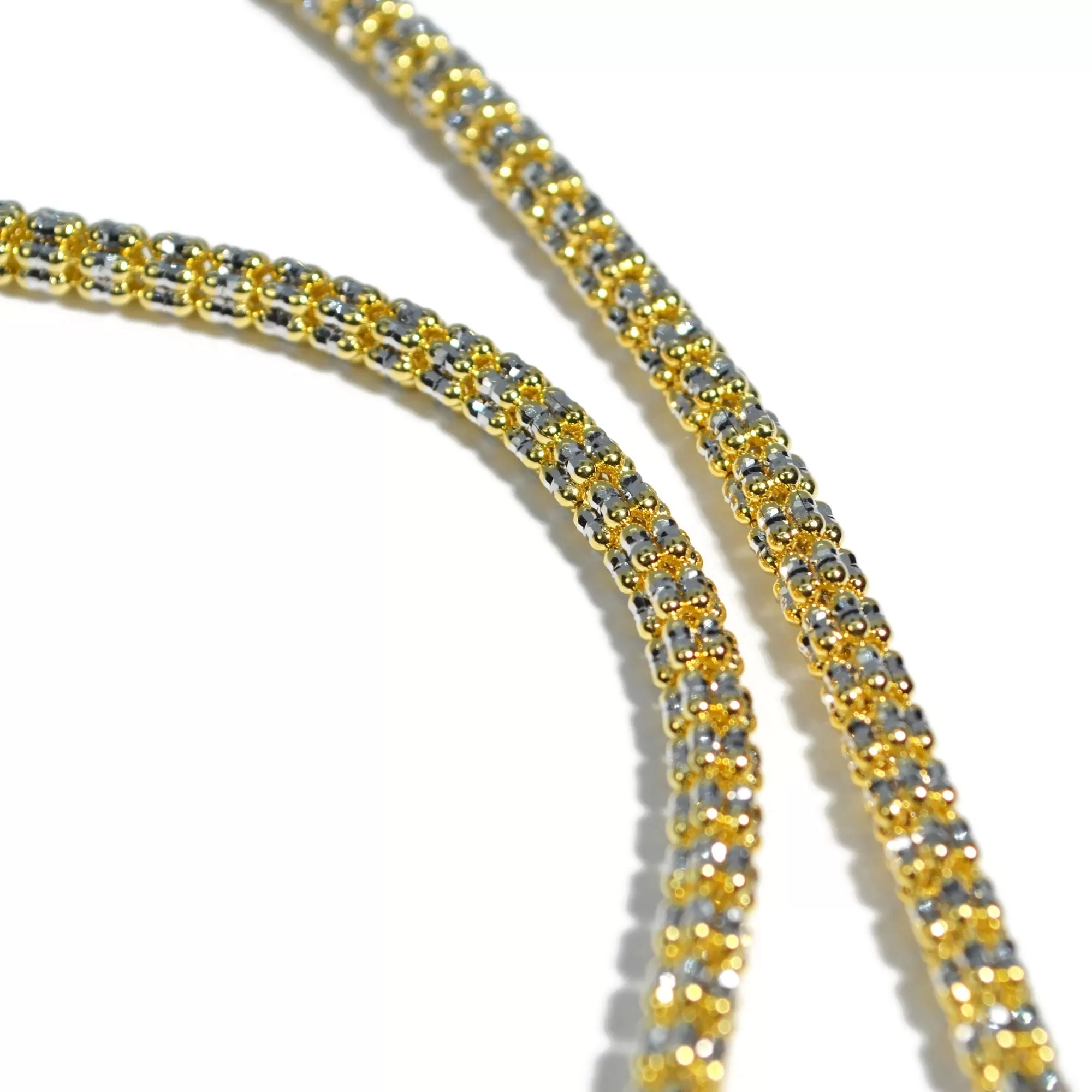 AFJ Gold Collection - Yellow and White Gold Necklace, 18" - 3.4 mm