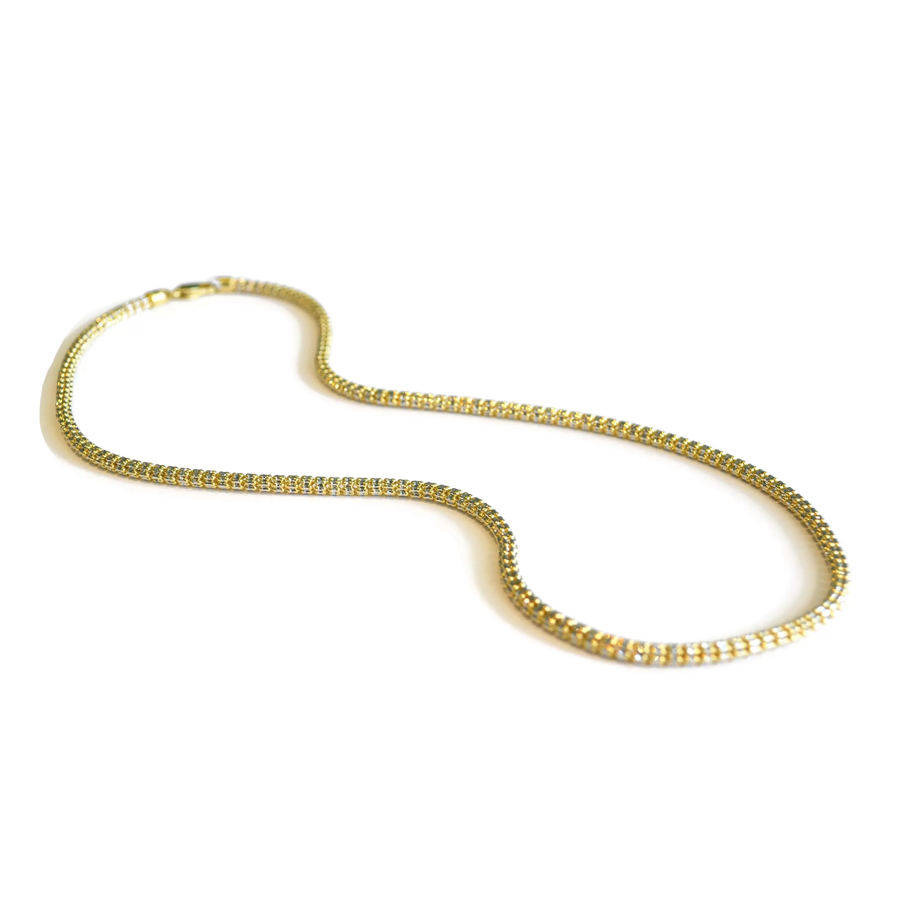 AFJ Gold Collection - Yellow and White Gold Necklace, 18" - 3.4 mm