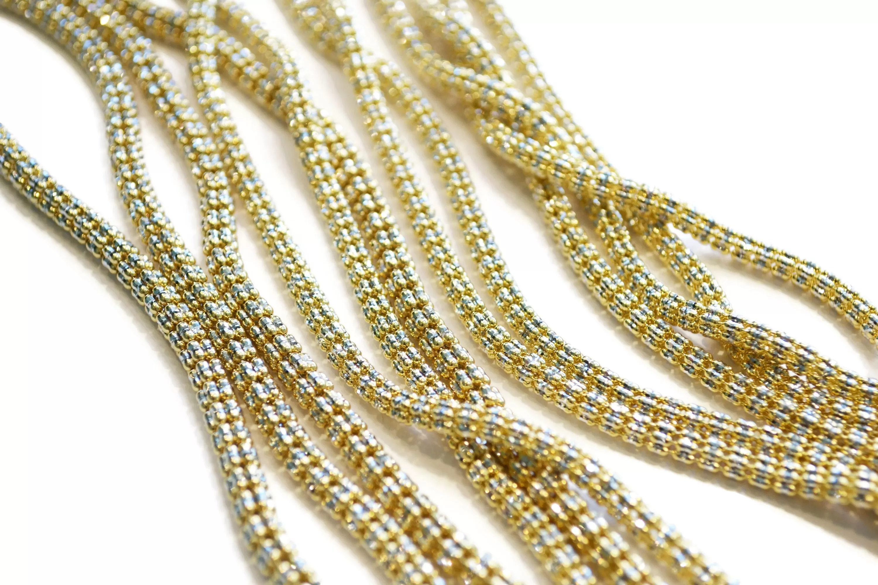 AFJ Gold Collection - Yellow and White Gold Necklace, 18" - 3.4 mm