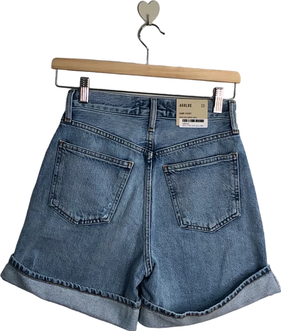 AGOLDE Blue High Rise Baggy Cuff Dame Short UK 6