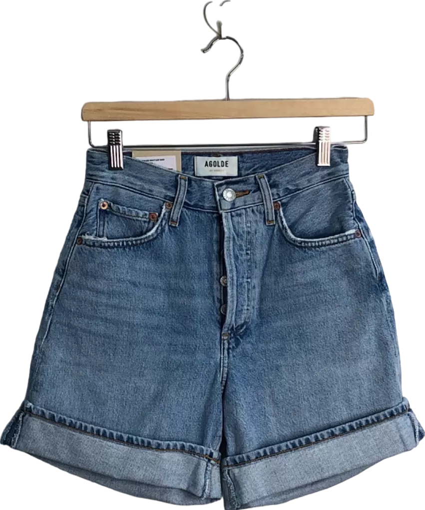 AGOLDE Blue High Rise Baggy Cuff Dame Short UK 6