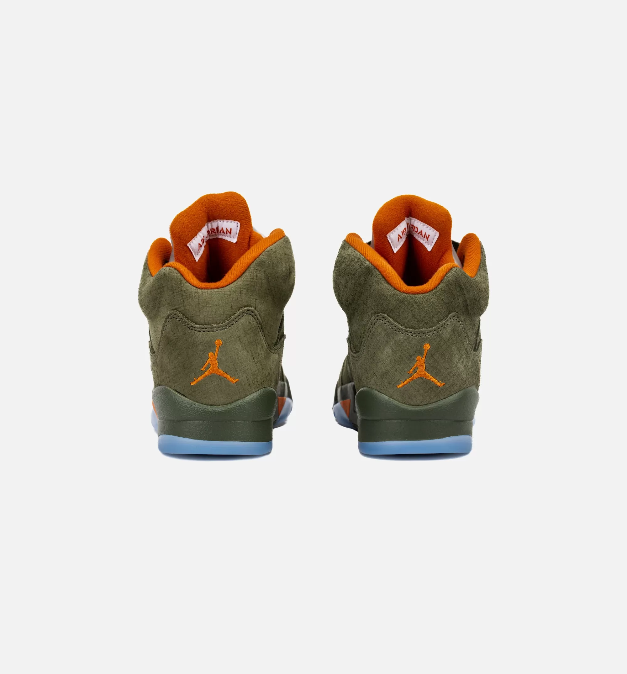 Air Jordan 5 Retro Grade School Lifestyle Shoe - Army Olive/Solar Orange