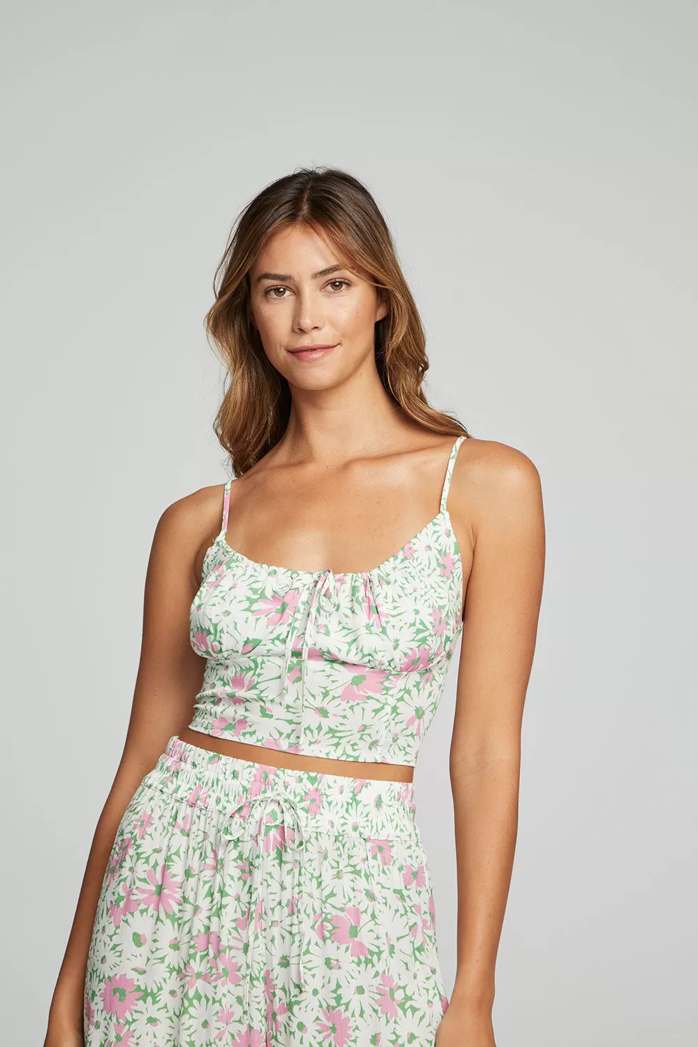 Alana Tank Top - Grass Daisy Floral