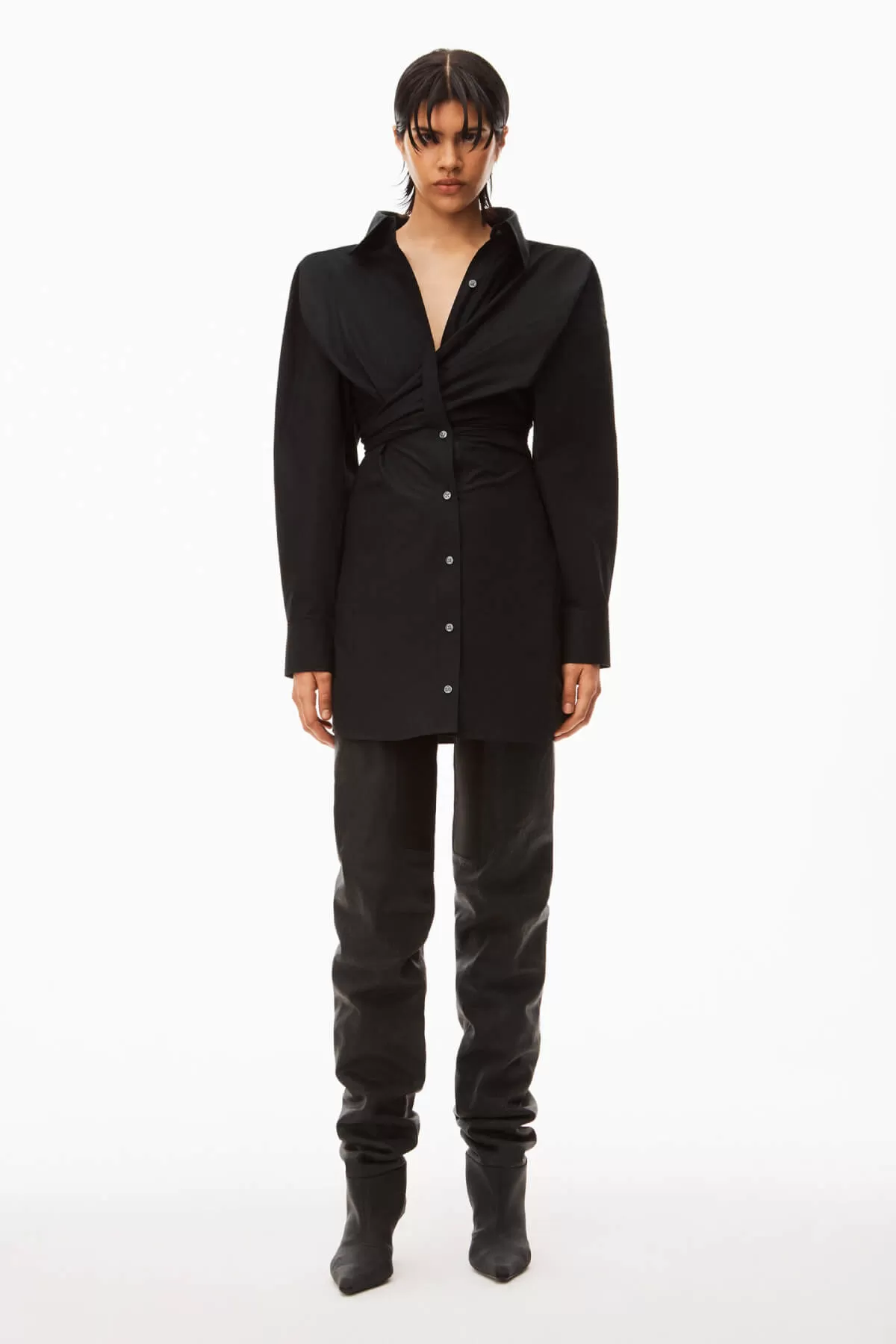 alexanderwang.t Draped Button Up Dress - Black