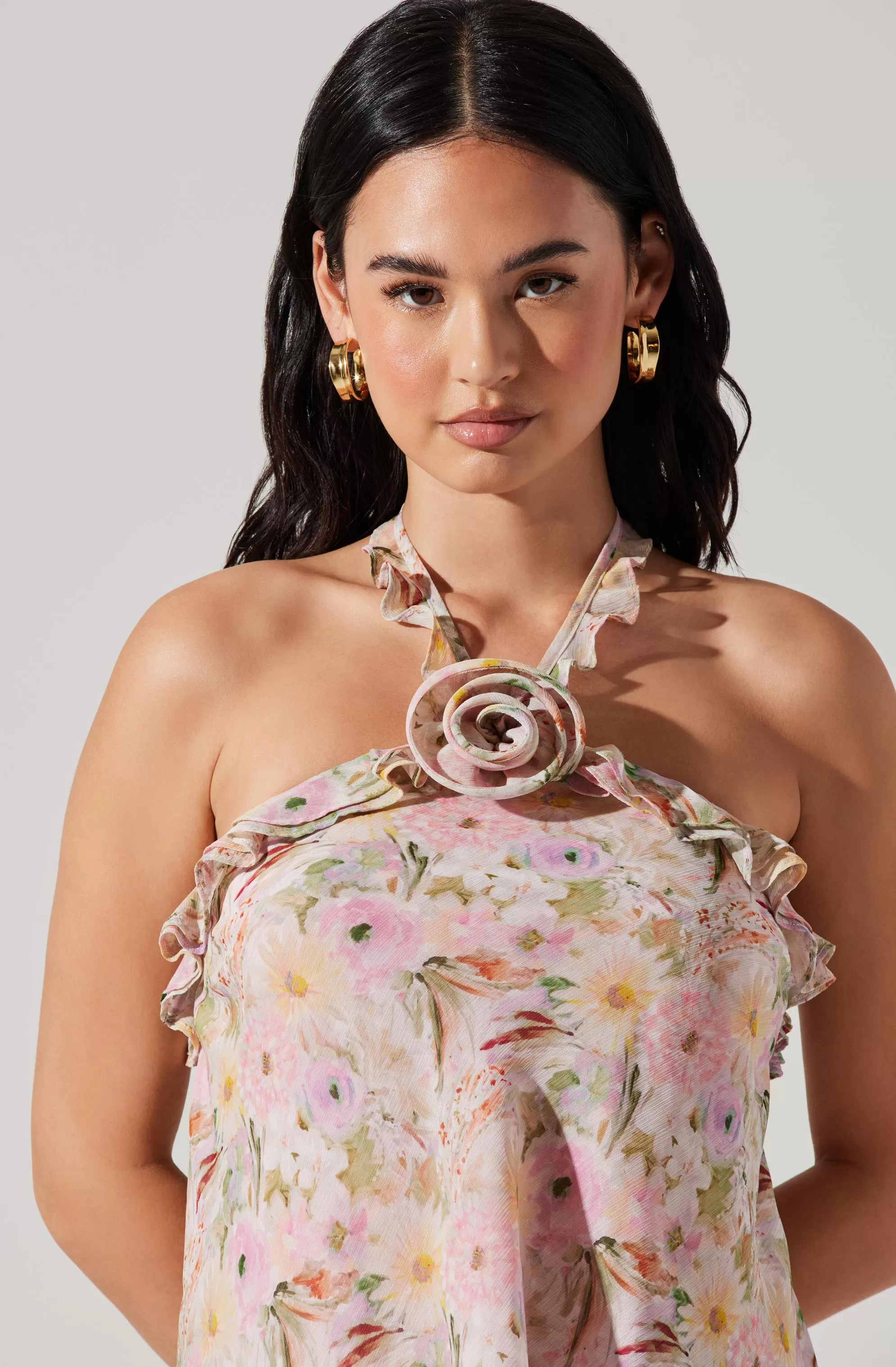 Alix Floral Rosette Halter Top