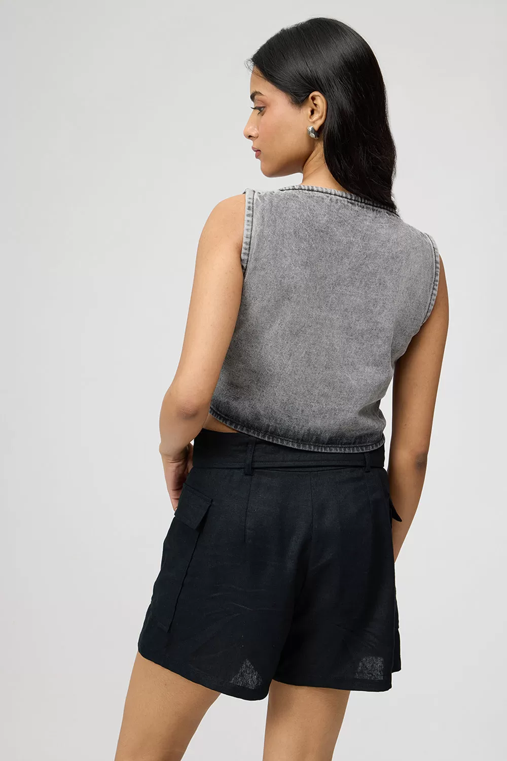 Ash Grey Denim Waistcoat