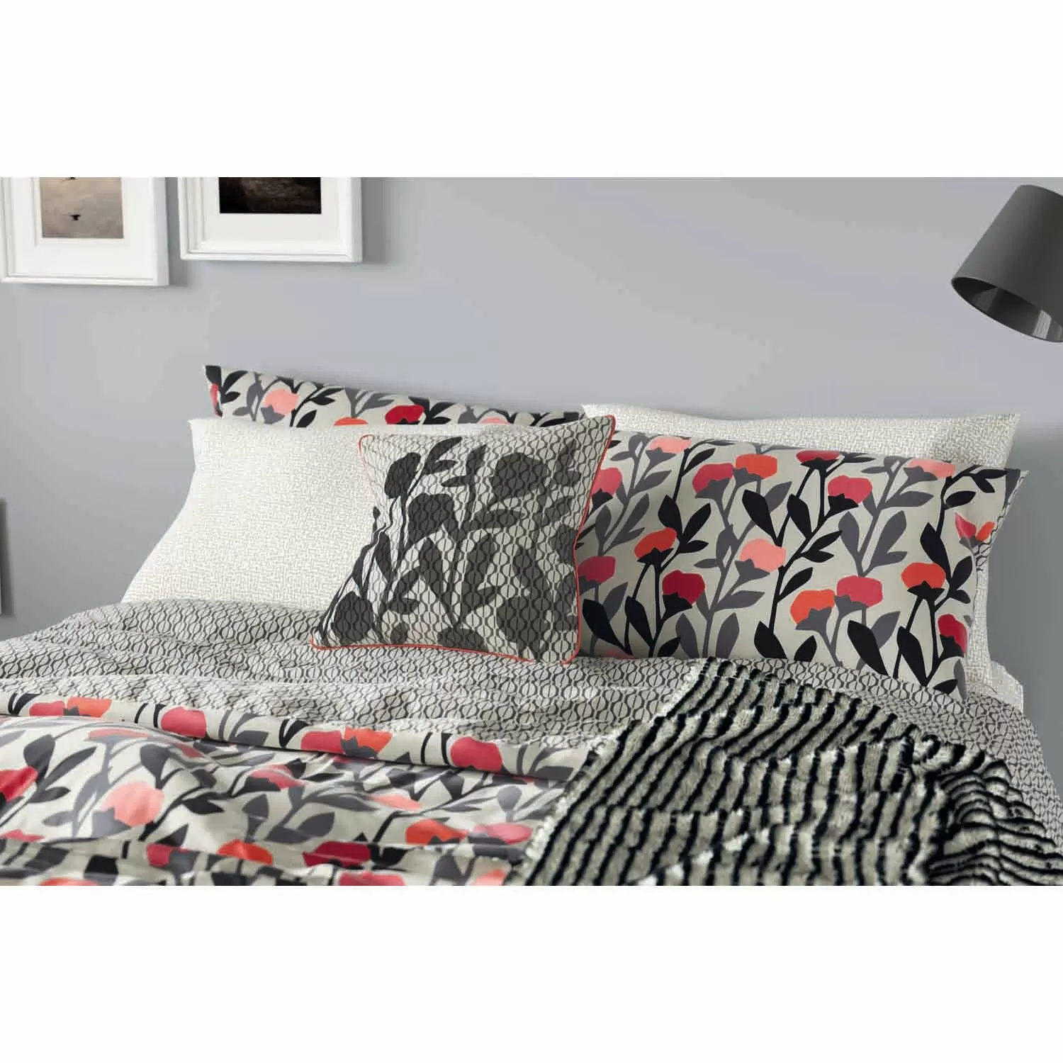 Ava Duvet Cover Set - Stone & Charcoal