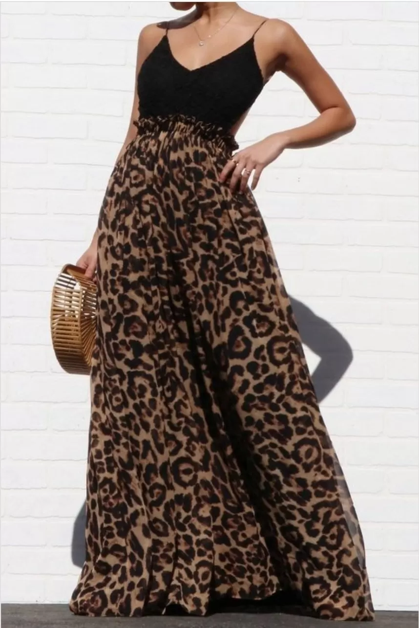 BACKSTRAPLESS WOMEN ANIMAL CHEETAH PRINT DRESS