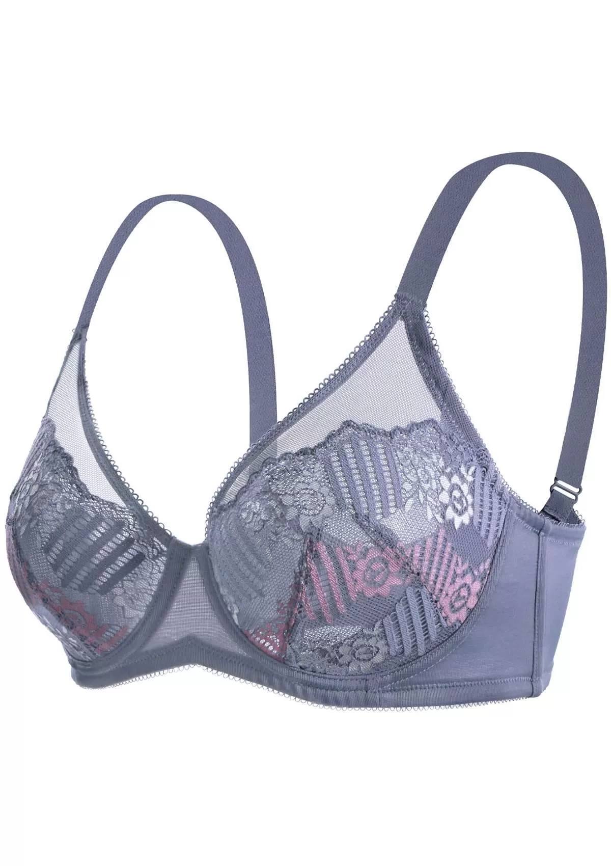 Bellissima Stripe Floral Lace Underwire Bra