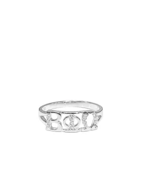 Beta Phi Omega Sterling Silver Ring with Simulated Diamonds **Pre Order**