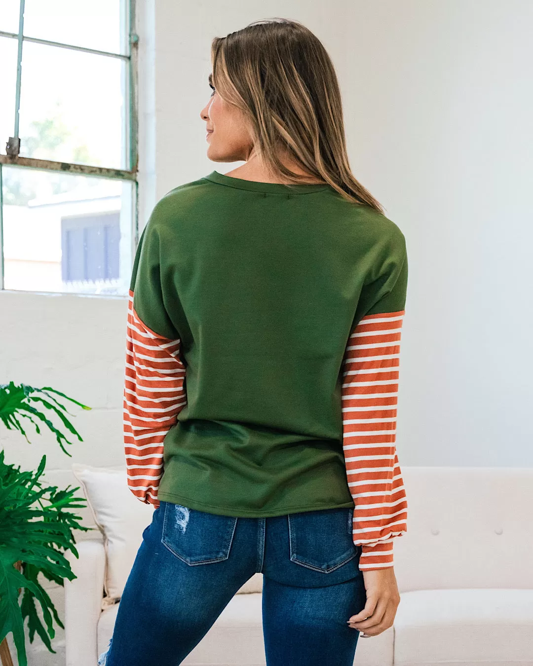 Blakely Color Block Top - Olive, Rust and Mustard FINAL SALE