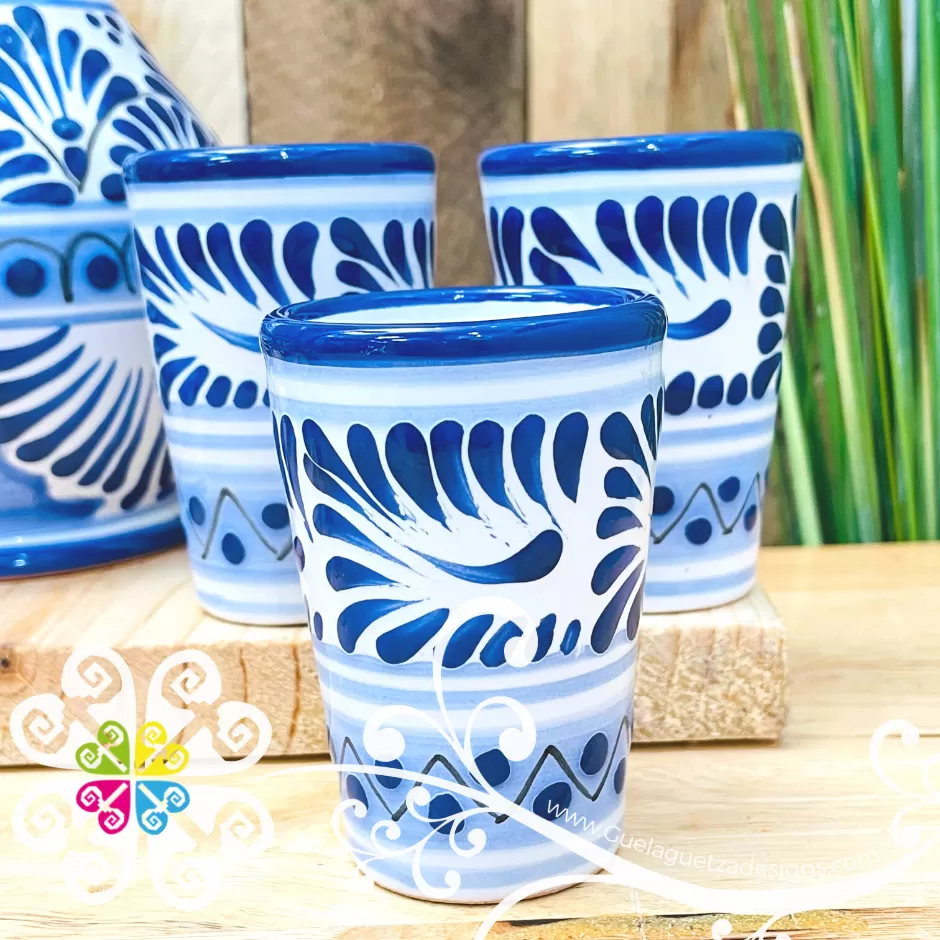 Blue Talavera Clay Shot- Tequilero