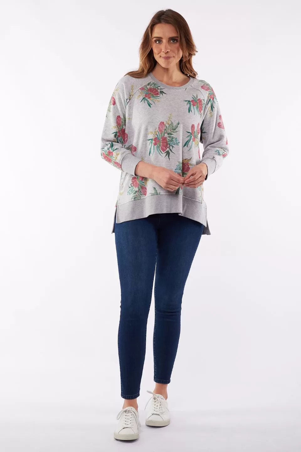 Bouquet Grey Marle Floral Crew