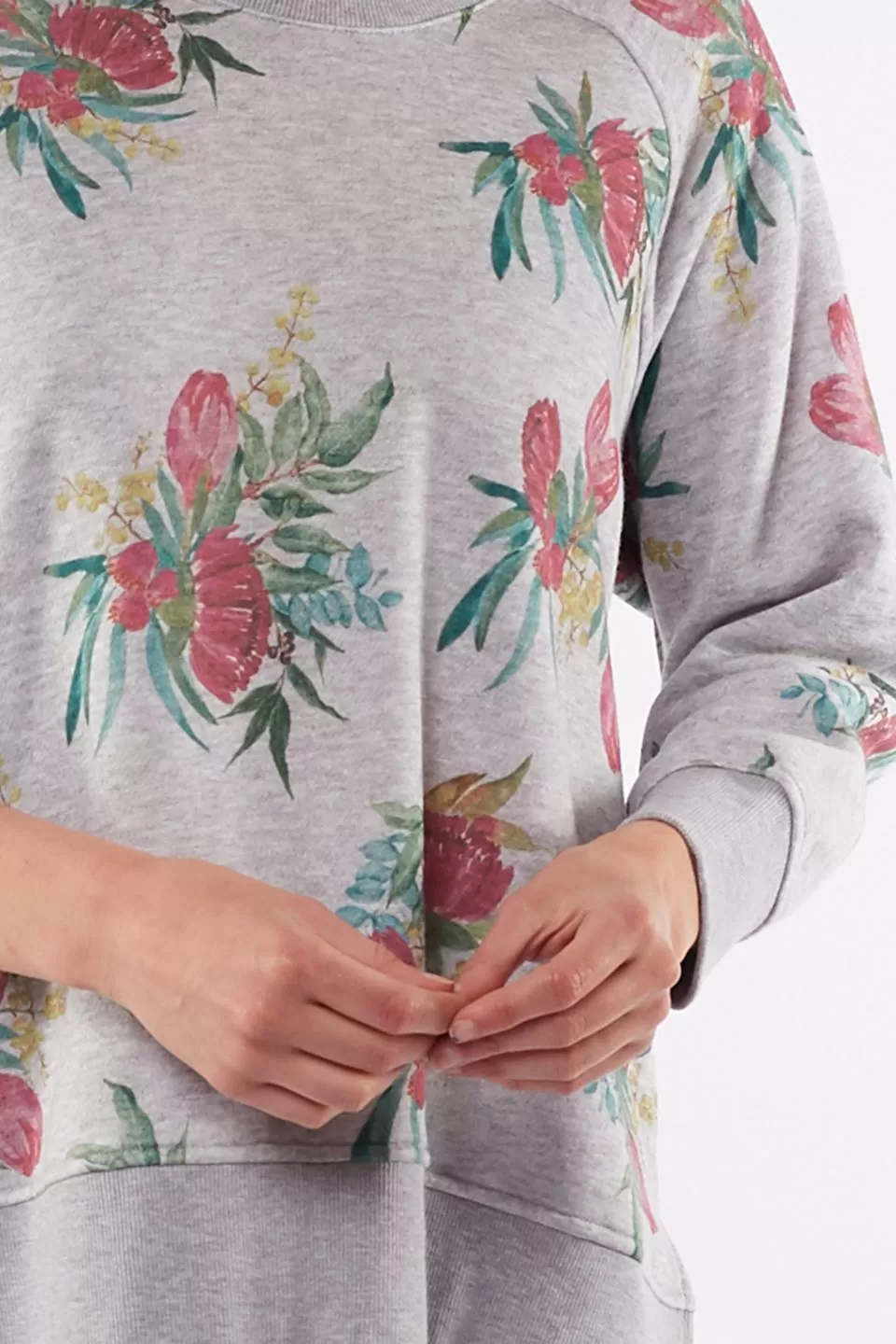 Bouquet Grey Marle Floral Crew