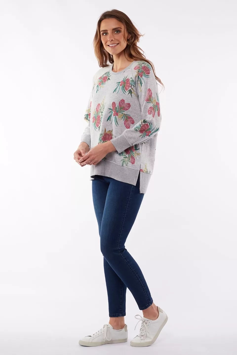 Bouquet Grey Marle Floral Crew