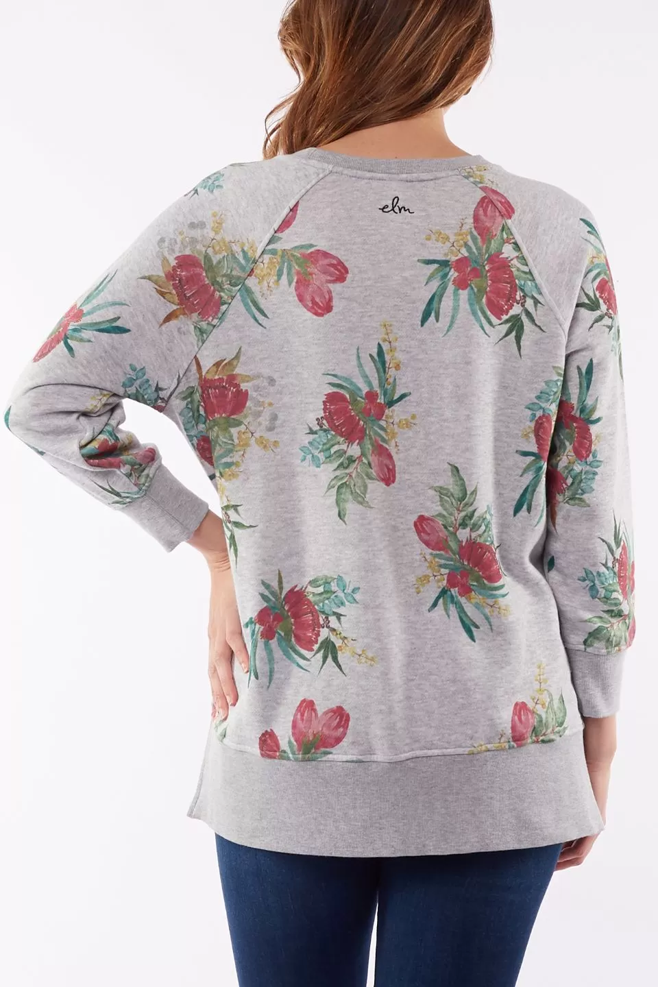 Bouquet Grey Marle Floral Crew