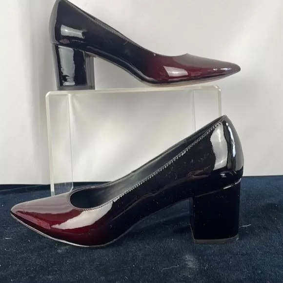 Brian Atwood Red Black Ombré Patent Block Heels