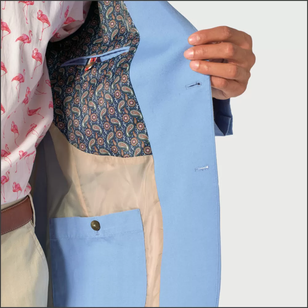 Brook Taverner Tatton Sky Blue Cotton Linen Jacket <><>