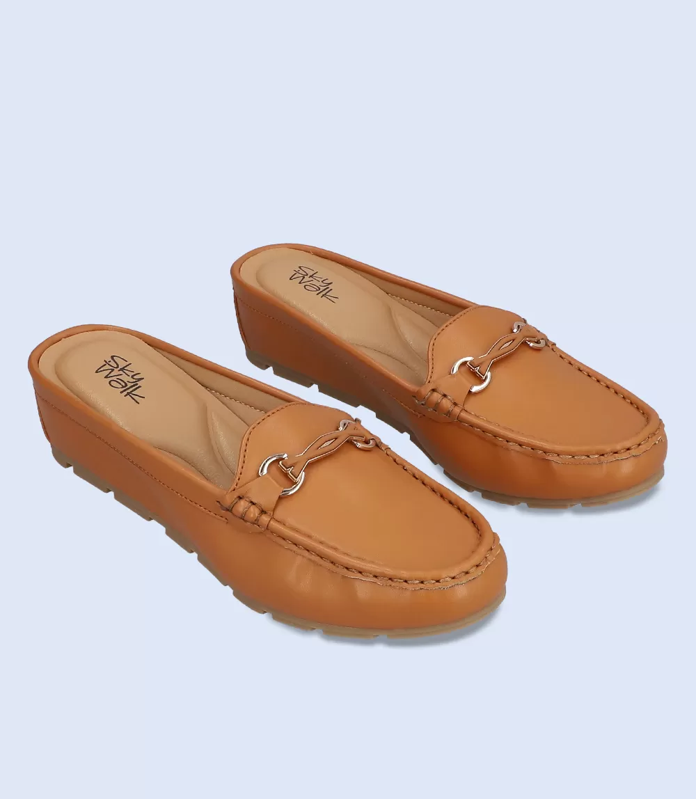 BW8286-TAN-Women Comfort Mules