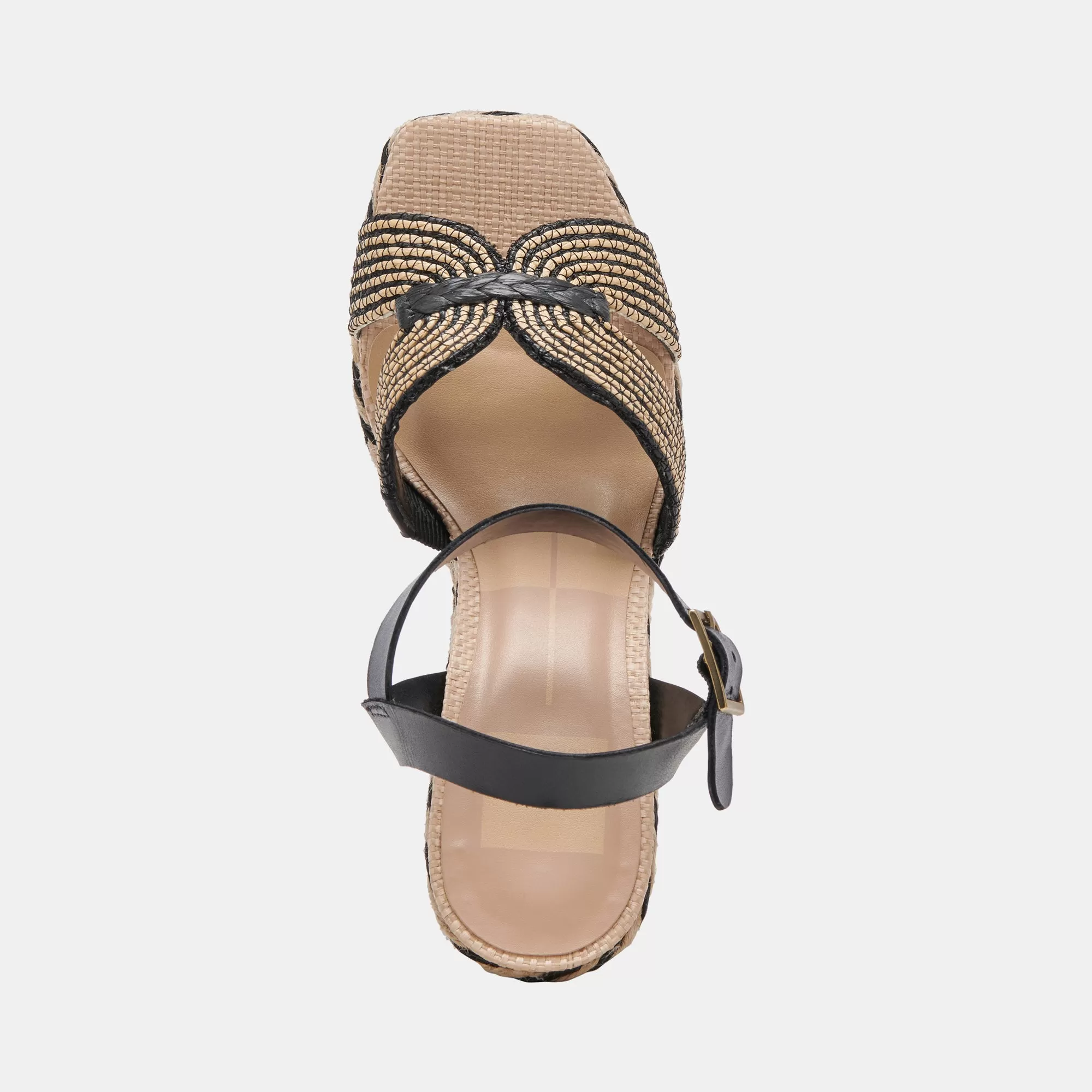 CALE HEELS BLACK NATURAL RAFFIA