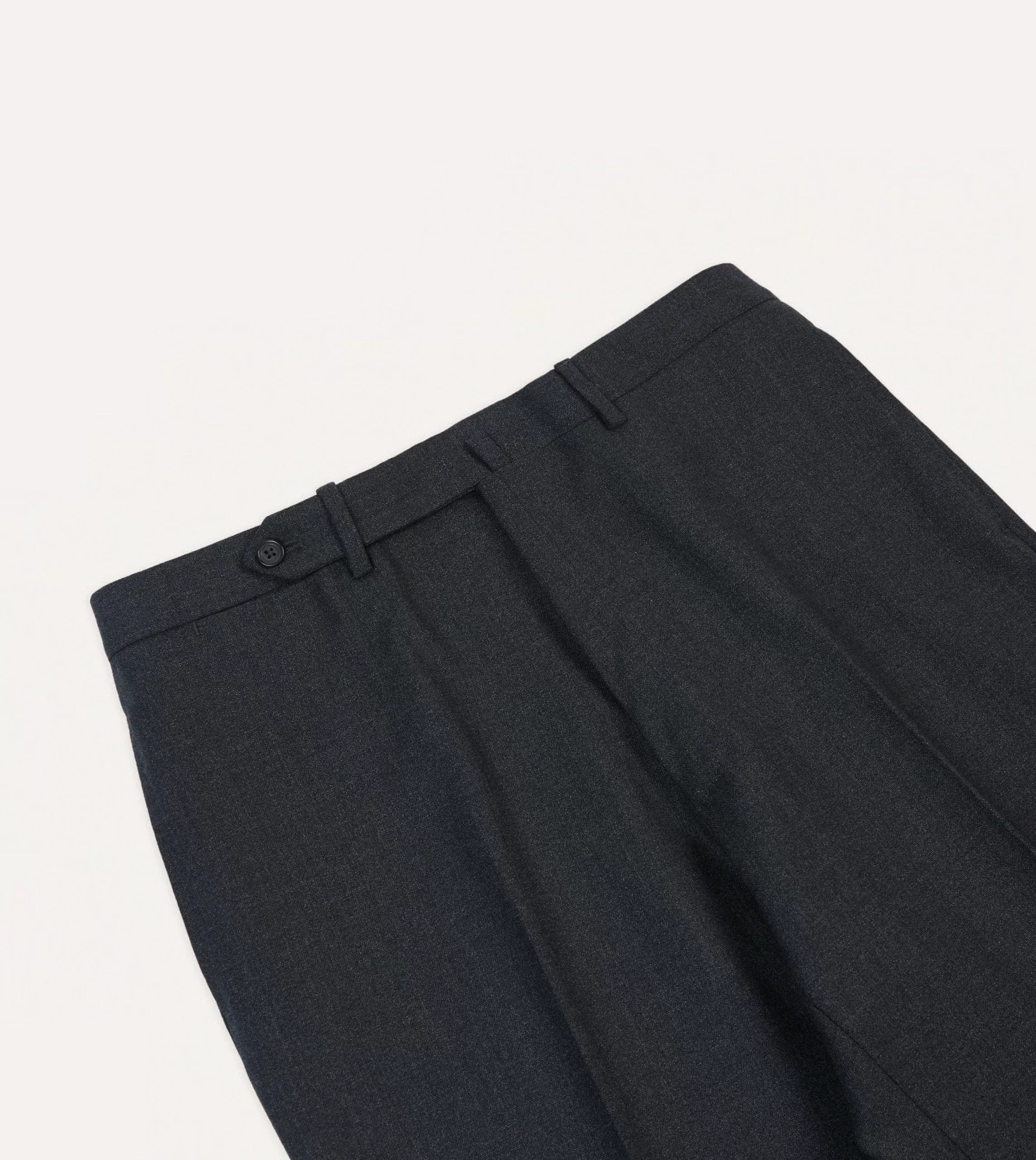 Charcoal Tropical Wool Flat Front Trouser