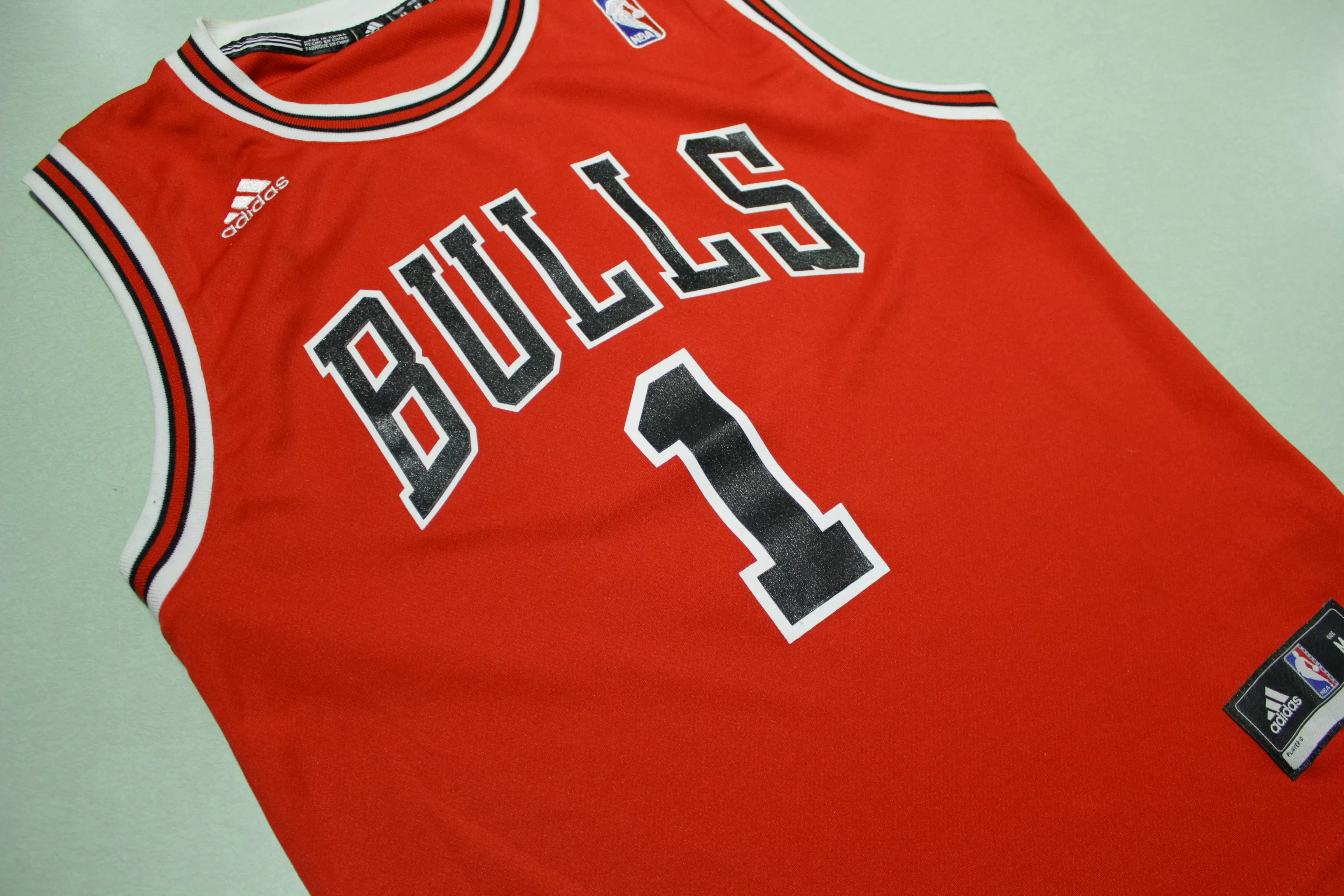 Chicago Bulls Derrick Rose #1 00's Adidas NBA Logo Basketball Jersey